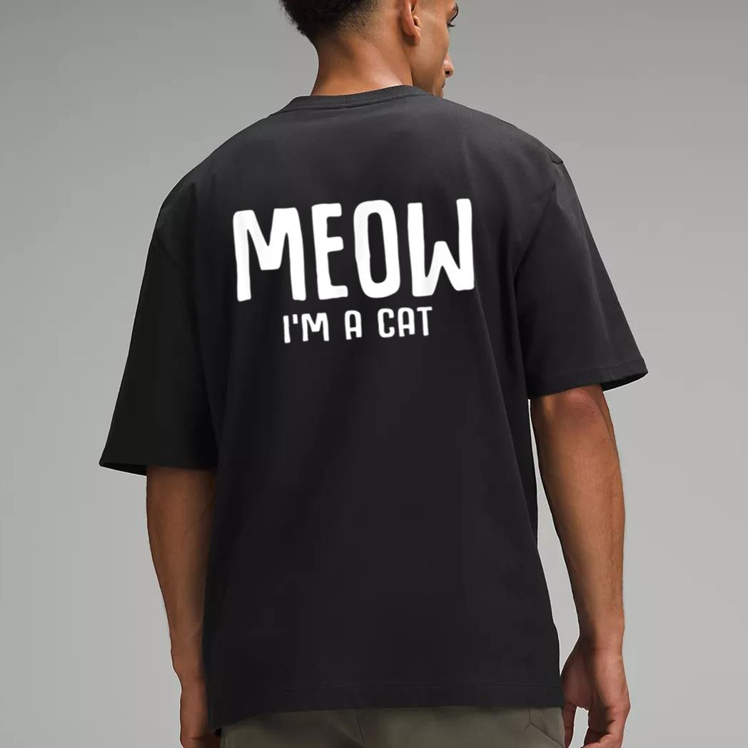 Meow I M A Cat Funny Lazy Halloween Costume Men T-Shirt