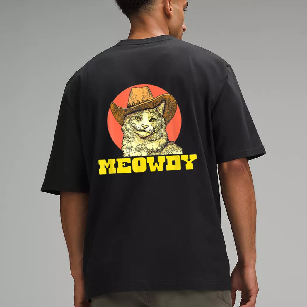 Meowdy Funny Classic Country Cowboy Cat Western Vibe Men T-Shirt