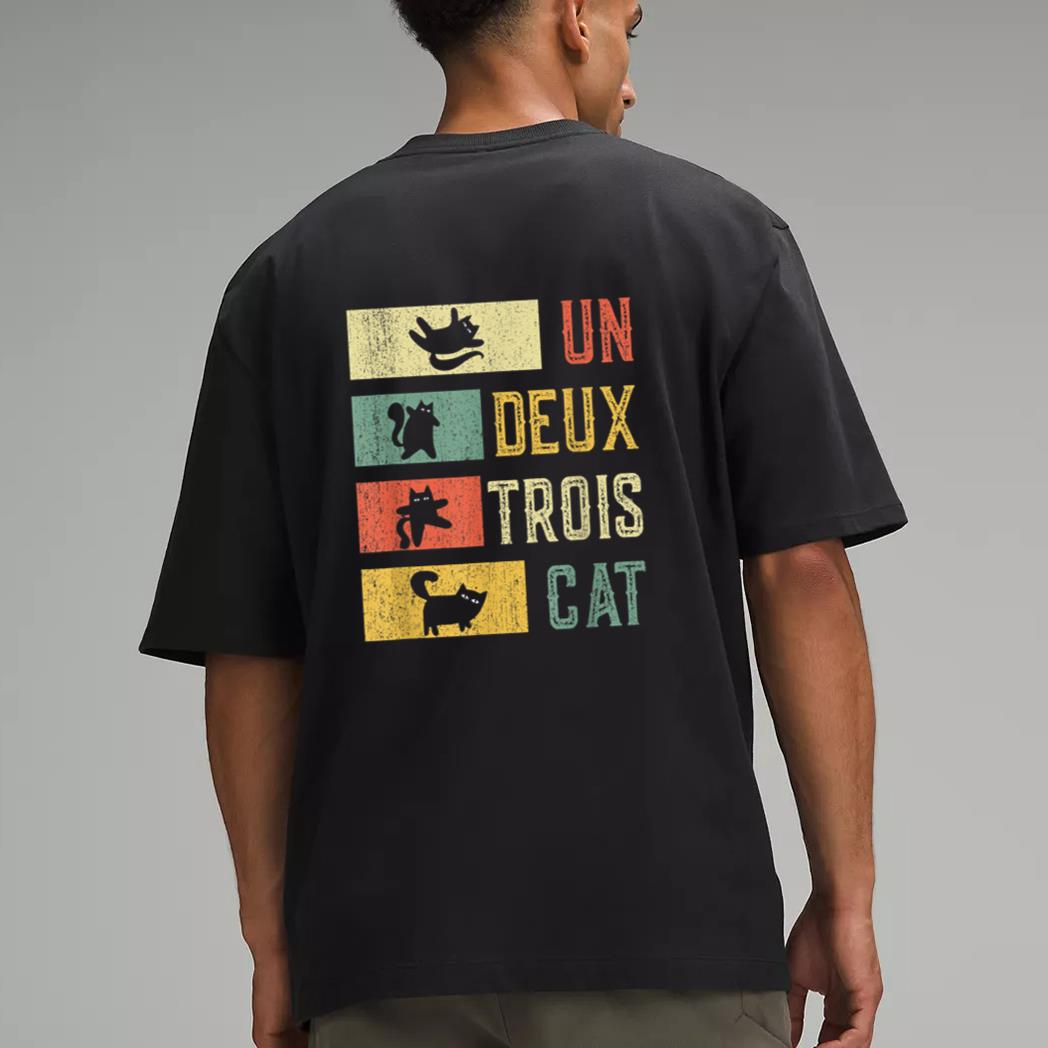 Meowy Funny Cat  Vintage retro Un Deux Trois Cat Men T-Shirt