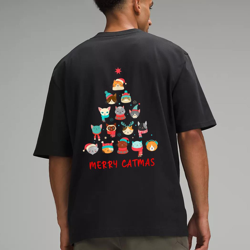 Merry Catmas Cat Christmas Tree Feline Festive Men T-Shirt