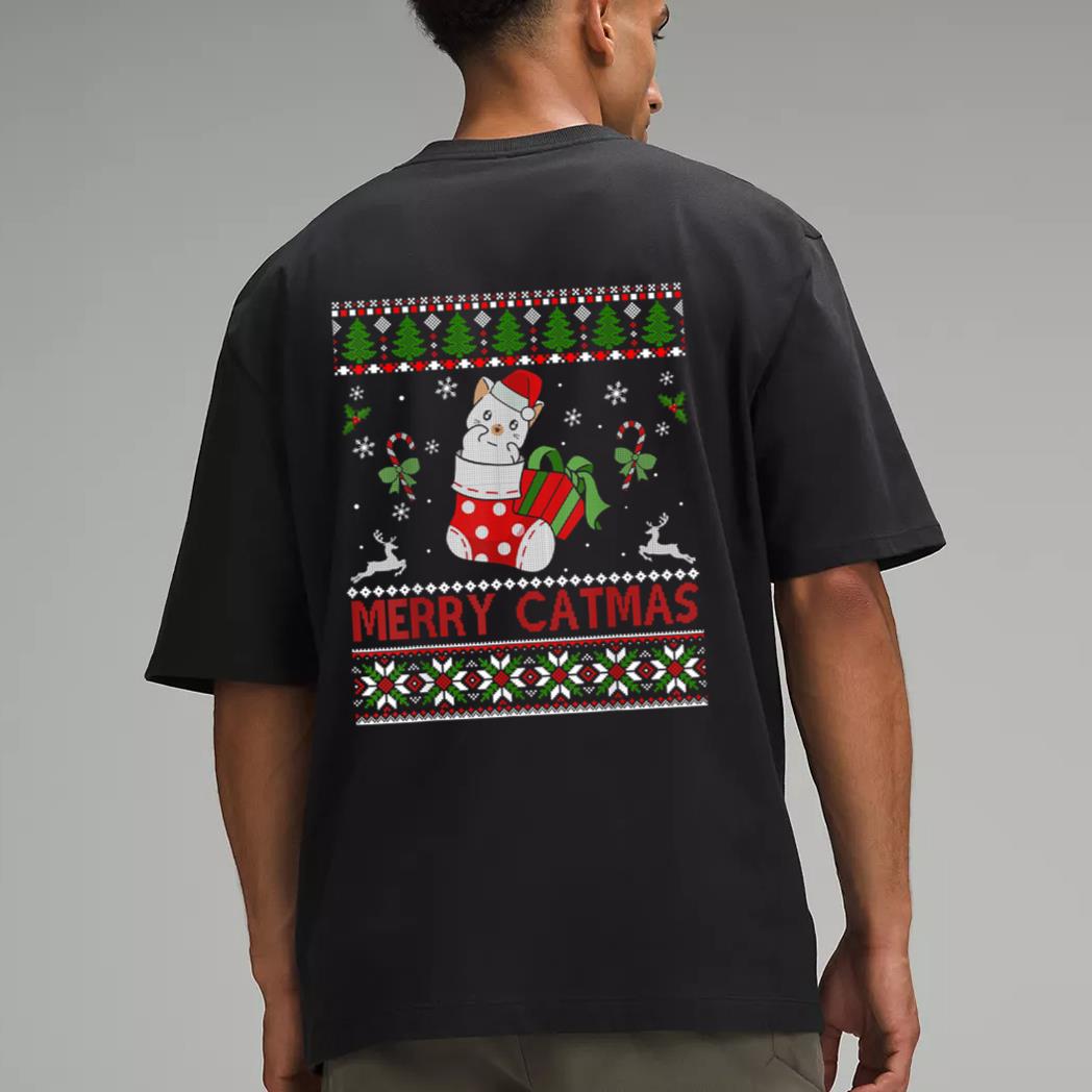 Merry Catmas Christmas Cats In Socks Kitty Cat Lover Gift Men T-Shirt