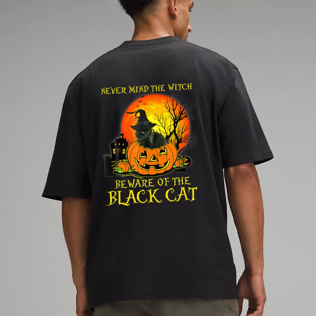 Never Mind A Witch Beware Of He Black Cat Halloween Men T-Shirt