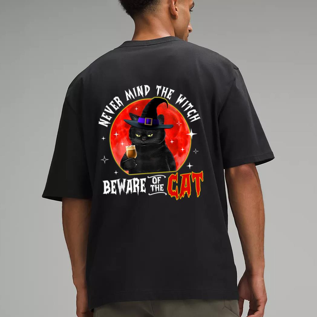 Never Mind The Witch Beware Of The Cat Halloween Men T-Shirt