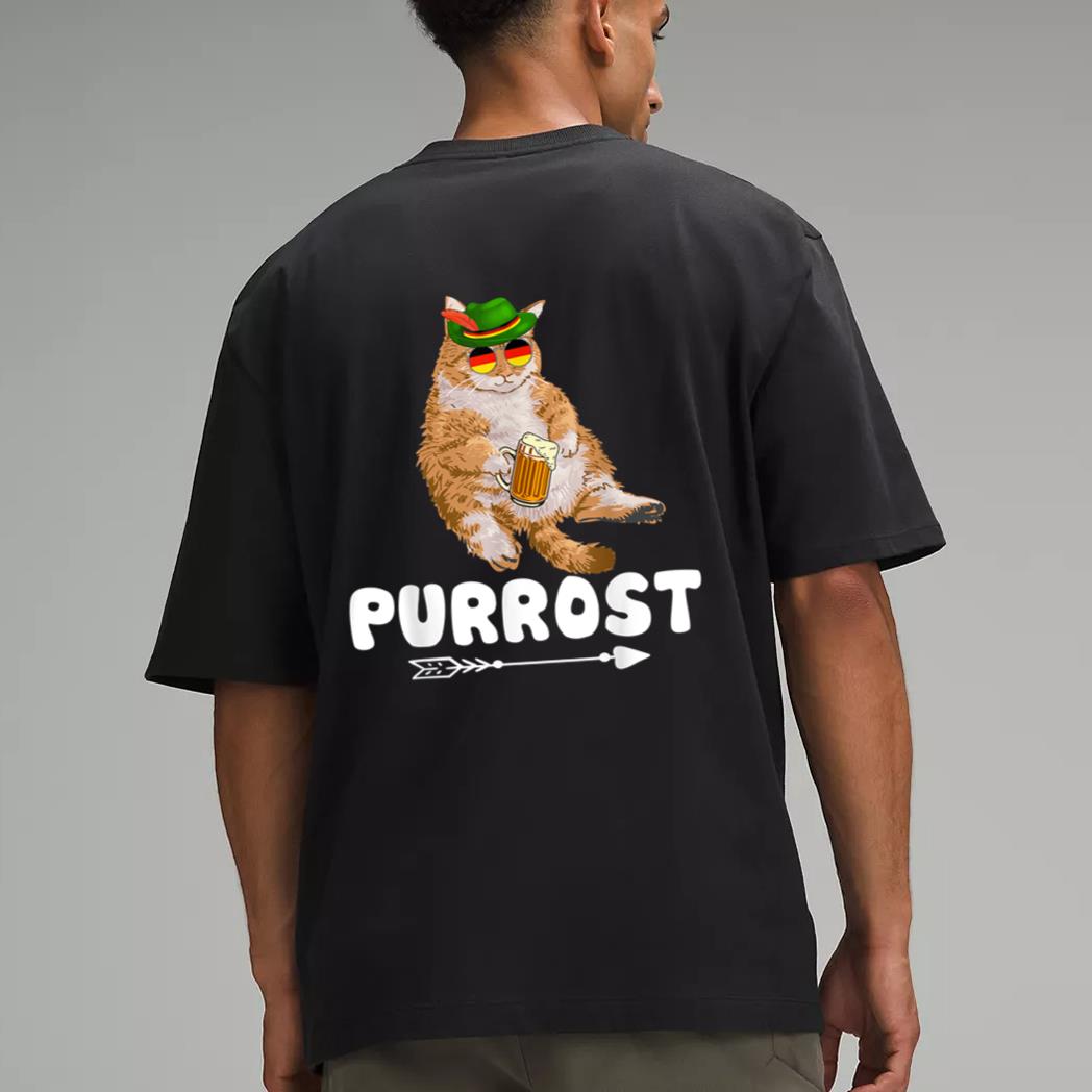 Purrost Lederhosen Cat Drinkers Germany Munich Oktoberfest Men T-Shirt