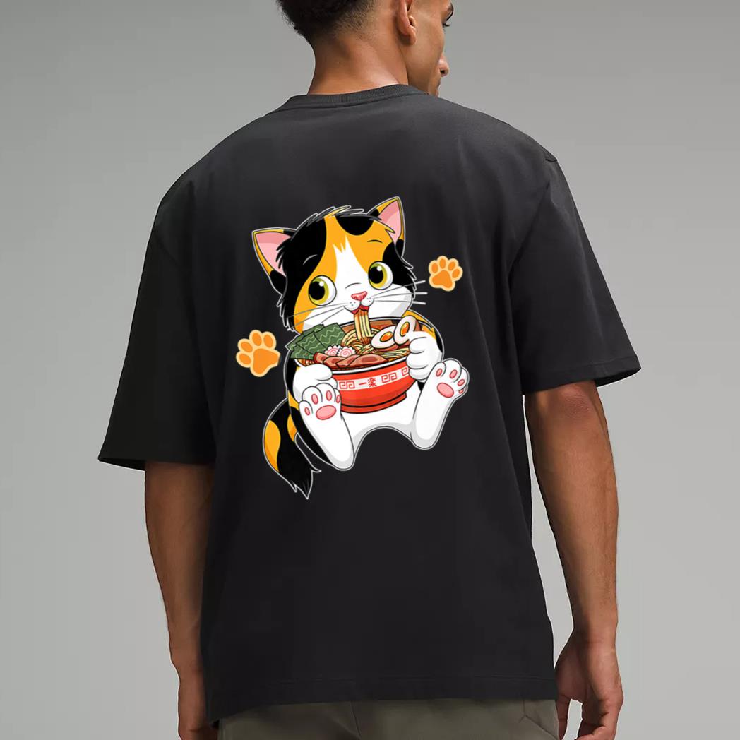 Ramen Cat Anime Kawaii Japanese Merch Gifts Men T-Shirt