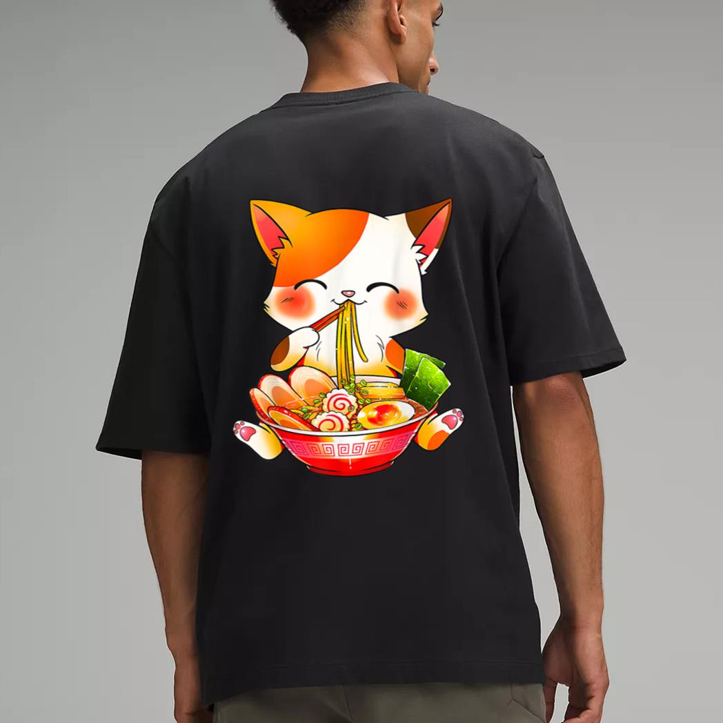 Ramen Cat Neko Anime Kawaii Japanese Merch Gifts Men T-Shirt