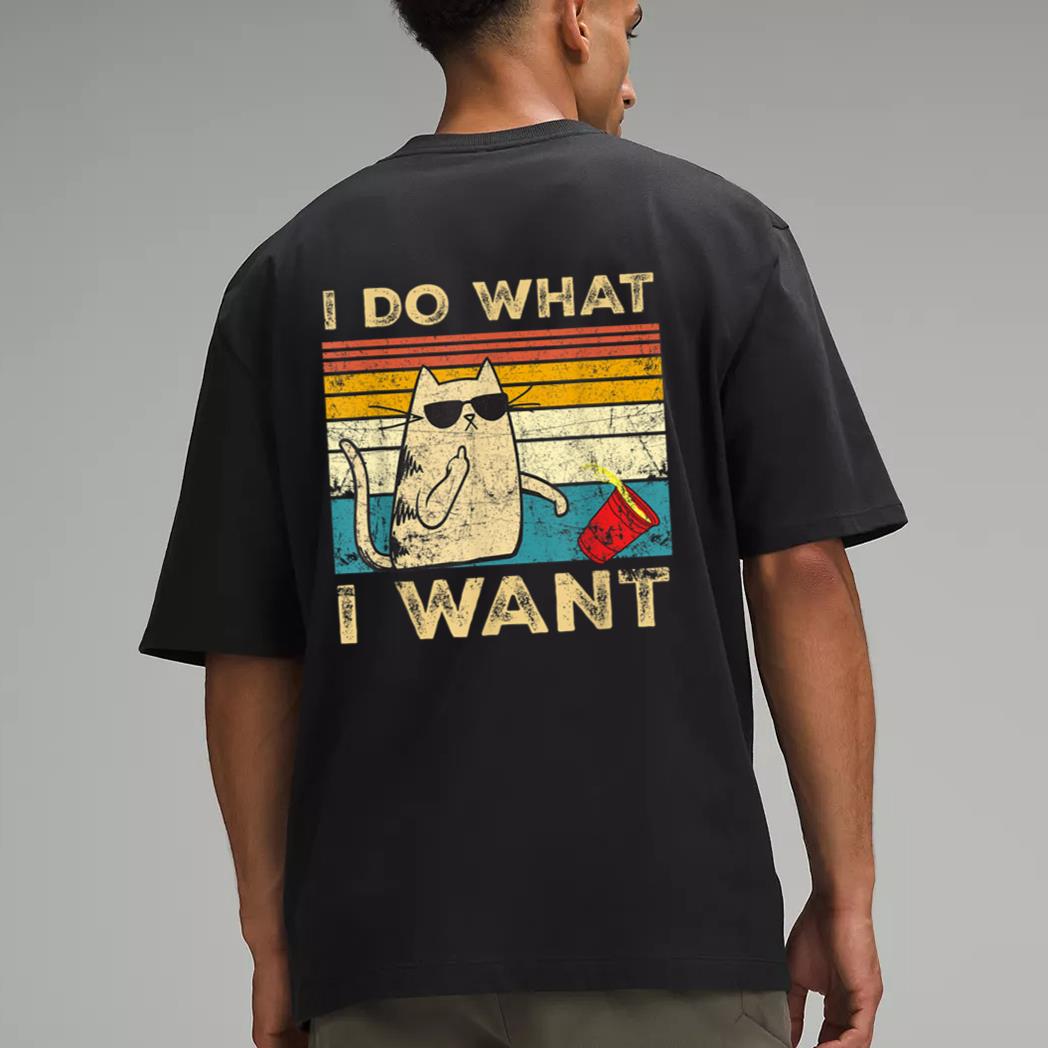 Retro 80s 90s Cat Lovers gifts Funny I Do What I Want Cat Men T-Shirt