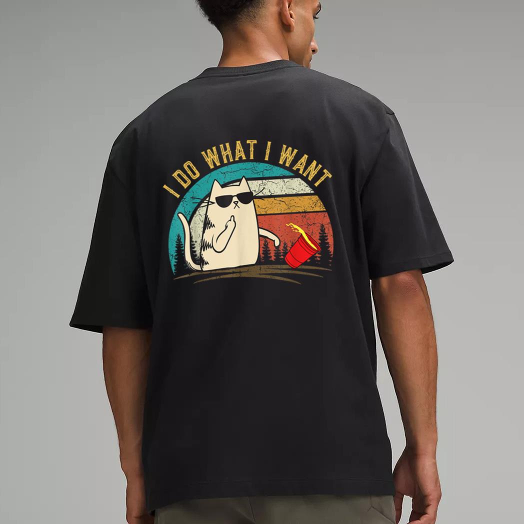 Retro I Do What I Want Cat, Cat Daddy Cat Mom Gifts Men T-Shirt