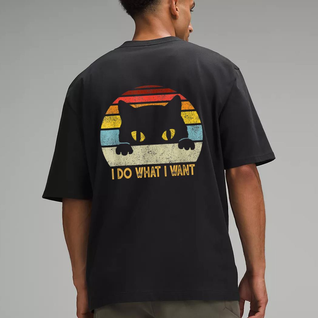 Retro I Do What I Want Cat Funny Meow 80s 90s Cat Lover Men T-Shirt