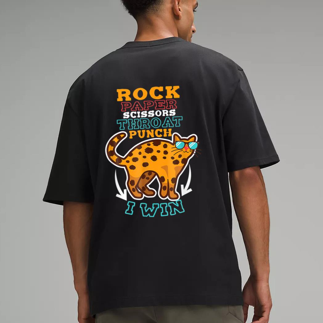 Rock Paper Scissors Hroat Punch I Win Cat Hand Game Player Men T-Shirt