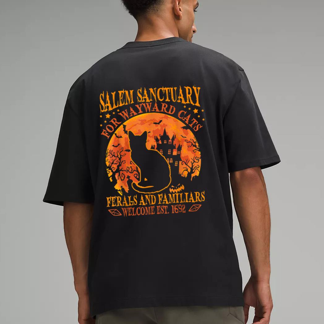 Salem Black Cat Halloween-Shirt Kids Girls Kitten Lover Gift Men T-Shirt