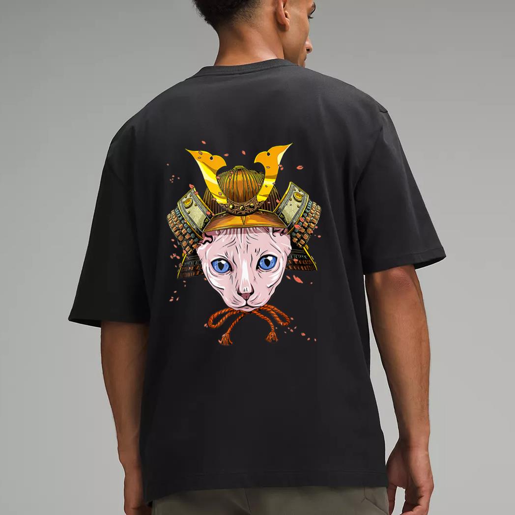 Samurai Sphynx Cat Warrior Samurai Cat Lovers Men T-Shirt