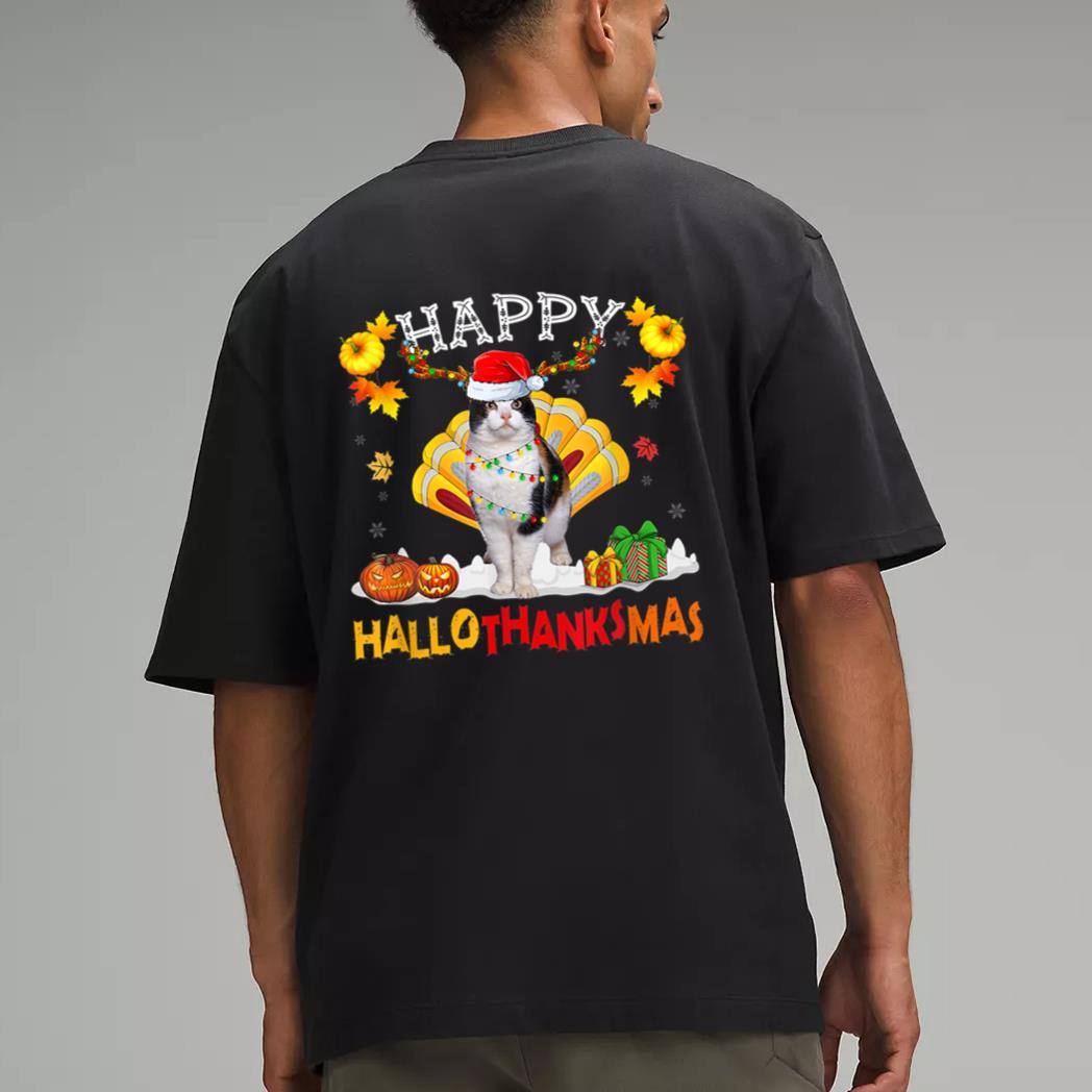 Siamese Cat Halloween Hanksgiving Christmas Hallothanksmas Men T-Shirt