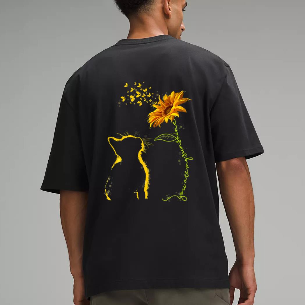 Sitting Yellow Kitten Sunflower Fragrance Butterfly Men T-Shirt