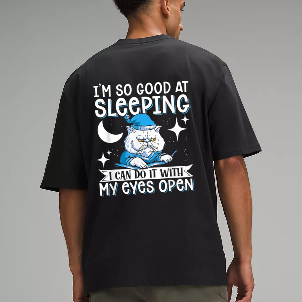 Sleeping Cat With Open Eyes Cat Lover Men T-Shirt