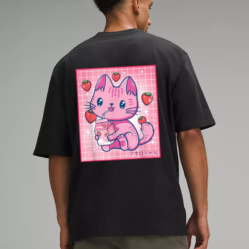 Strawberry Shake Strawberry Milk Cat Kawaii Neko Girls Anime Men T-Shirt
