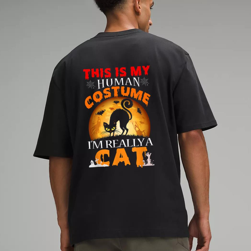 This Is My Human Costume I'm Really A Cat Pumkin Halloween Men T-Shirt
