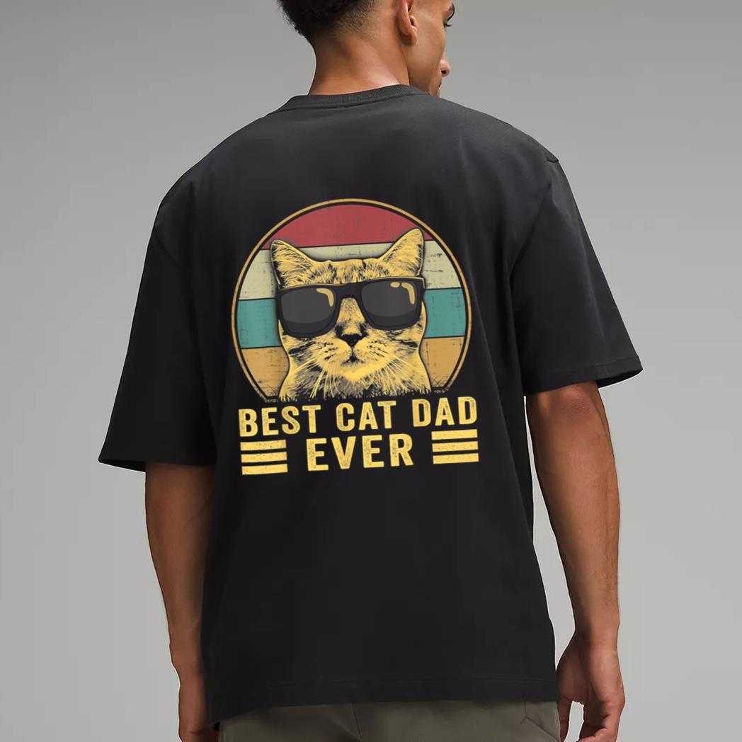 Vintage Best Cat Dad Ever Bump Fit Men T-Shirt