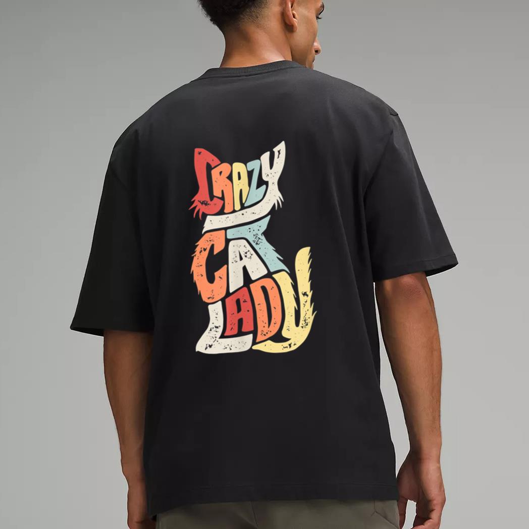 Vintage Crazy Cat Lady Funny Cat Meow Men T-Shirt