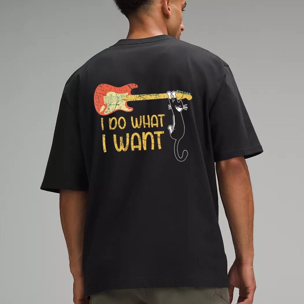 Vintage Guitar and Cat Lover Men Women I do what i want Cat Men T-Shirt