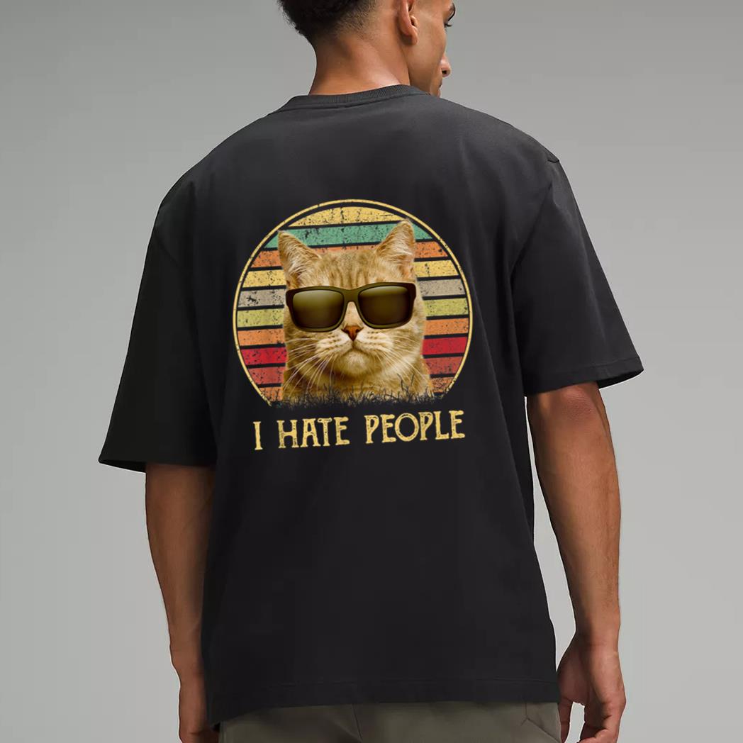 Vintage retro Cat s, Funny Cat lover i hate people Men T-Shirt