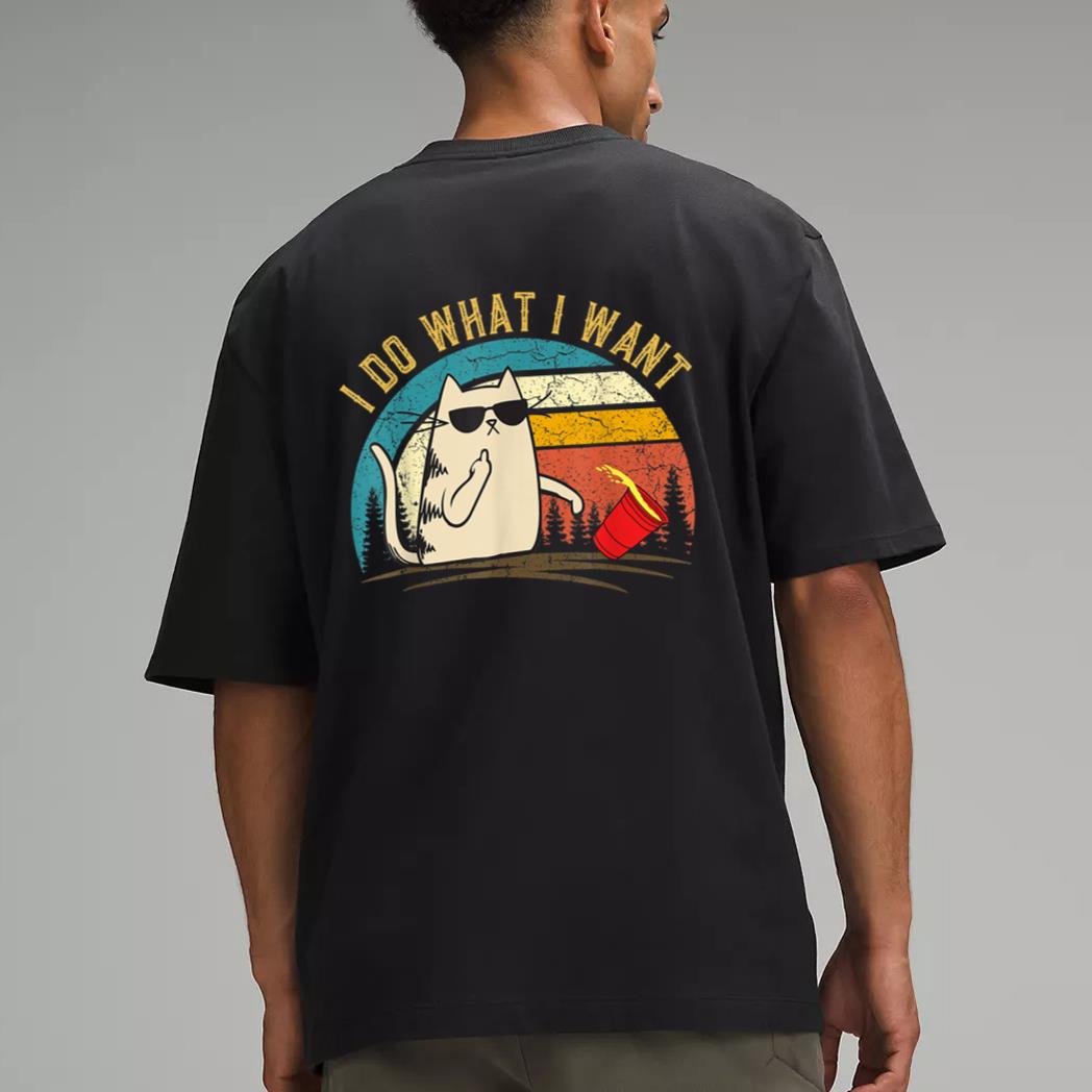 Vintage Retro I do what I want cat, Funny Meowy Cat Lover Men T-Shirt