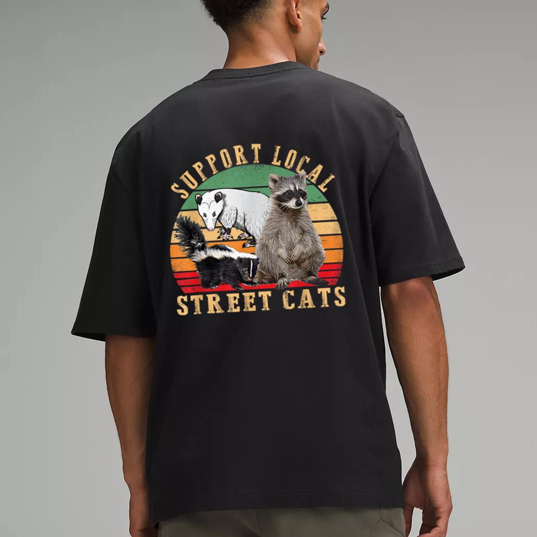 Vintage Support Local Street Cats! Raccoon, Skunk Men T-Shirt