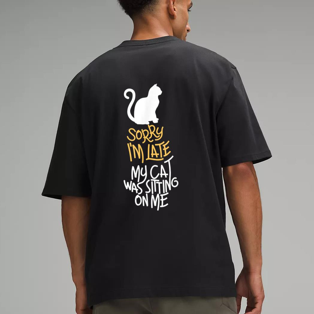 Vitnage Black Cat Sorry I'm Late My Cat Was Sitting On Me Men T-Shirt