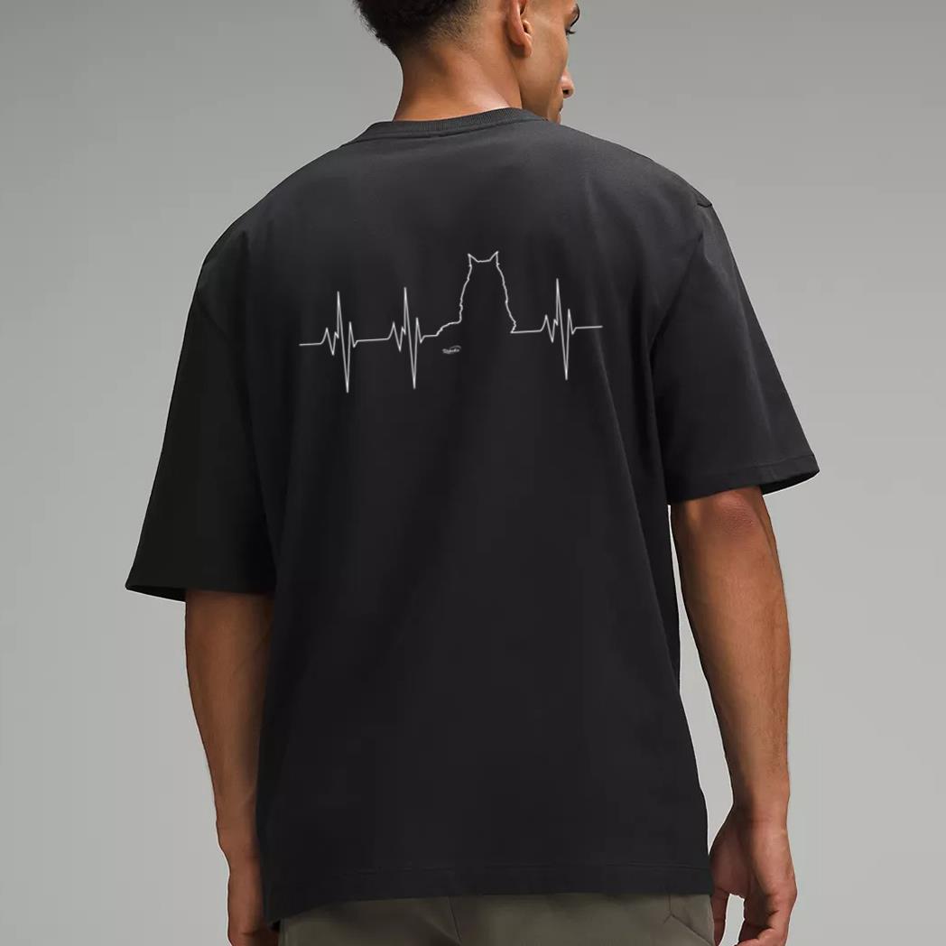 Womens Maine Coon Cat Heartbeat Men T-Shirt